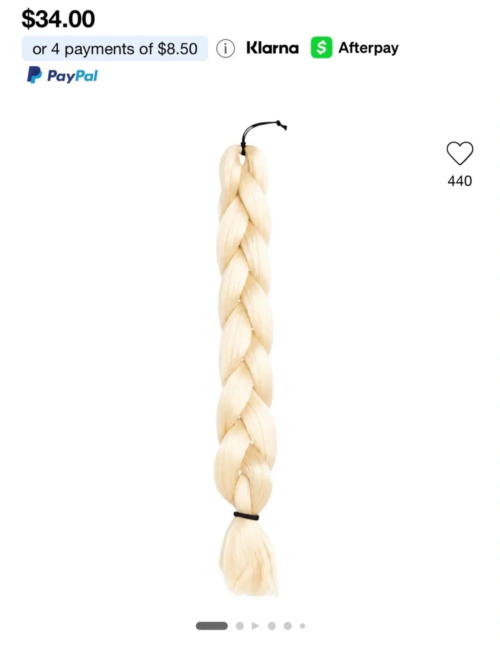 Blonde Braided Clip-In Ponytail Extension - Women Hair 60 inch long, PLATINUM